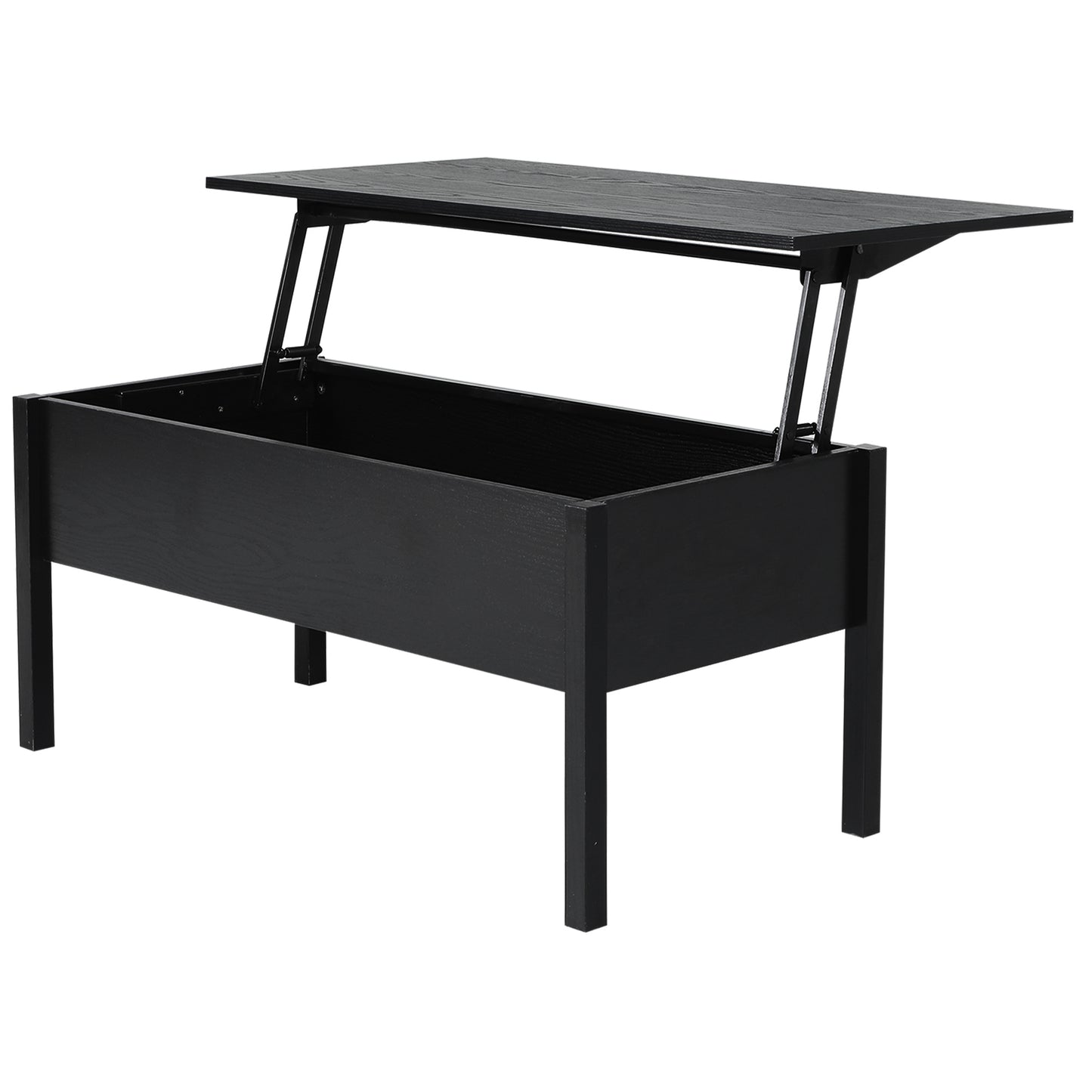 39" Modern Lift Top Coffee Table with Hidden Storage Compartment, Center Table for Living Room, Black