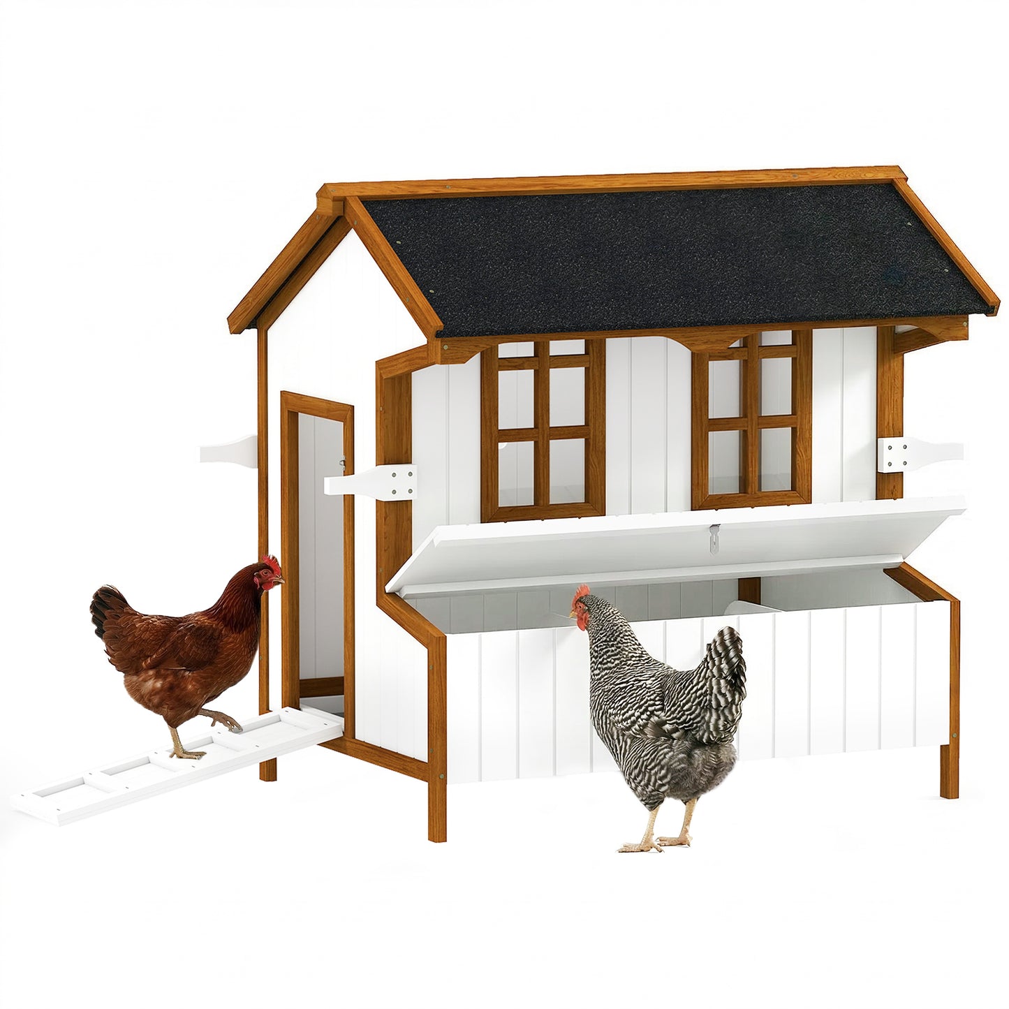 47" Chicken Coop Wooden Chicken House Rabbit Hutch Raised Poultry Cage Portable Hen Pen Backyard