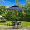 8' x 5' Hardtop Grill Gazebo, Aluminium BBQ Canopy Gazebo, Outdoor Canopy with Side Shelves & Double Roof