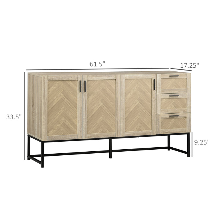 Coffee Bar Cabinet with Drawers and Shelves - Oak