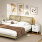 Modern Bedside Table Set of 2, Nightstand with 2 Drawers and Pine Wood Legs for Bedroom, White