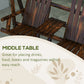 Wooden 2-Seat A-Frame Porch Swing Rustic Patio Bench Outdoor Furniture w/ Table