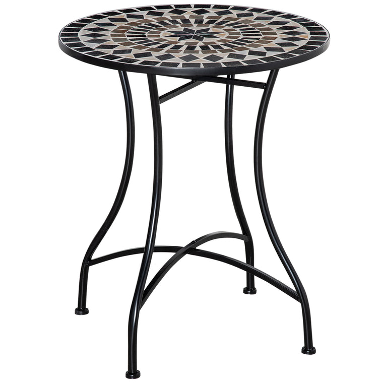 Mosaic Round Coffee Table with Metal Frame