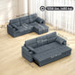 Convertible Sectional Sofa Bed, Pull Out Sleeper Sofa Couch with USB-A+C, Chaise Storage, L-Shaped Futon Couch, Dark Grey