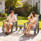 3PCs Gliding Rocking Chair & Bistro Tea Table Set, Grey