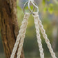 Patio Hammock Chair, Hanging Rope Hammock Swing for Indoor & Outdoor Use with Backrest, Cotton-Polyester Blend, Fringe Tassels, Cream White