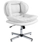 Criss Cross Chair, Armless Wide Office Chair with Leathaire Upholstery, Tilting, No Wheels, White
