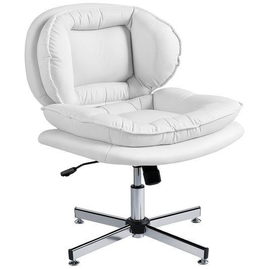 Criss Cross Armless Office Chair, No Wheels - White