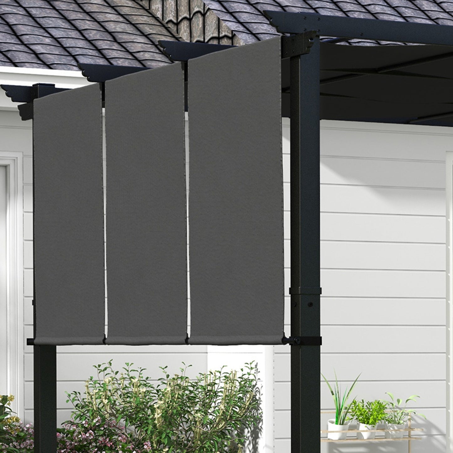 Metal Pergola, Outdoor Pergola with Retractable Canopy, for Garden, Patio, Backyard, Deck