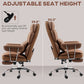 400LBS Massage Office Chair, Executive Office Chair with 6-Point Vibration, Footrest and Lumbar Support, Brown