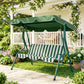 Outdoor Porch Swing with Adjustable Canopy, 3-Seater Patio Swing Chair with Cushion, Black