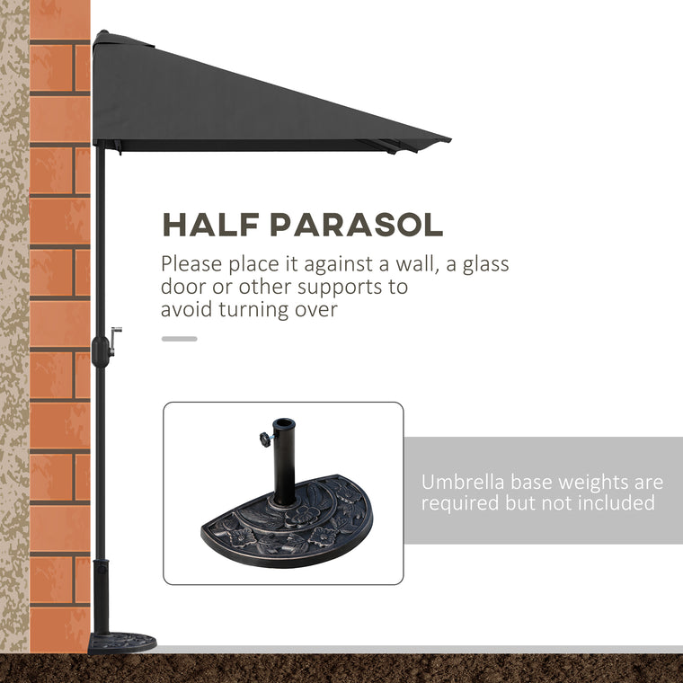8ft Half Round Sun Shade Umbrella with 5 Ribs