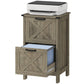 Vertical Filing Cabinet with 2 Drawers, Rustic Farmhouse Office Storage Cabinet for A4, Letter Size, Grey Wash