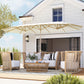 179.1" x 104.3" Beige Double Garden Parasol with 12 Steel Ribs