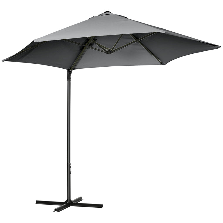 8.5FT Dark Grey Roma Cantilever Parasol with Cross Base