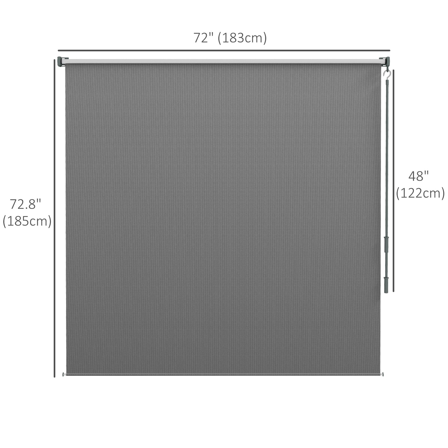 Patio Door Blinds, Outdoor Roller Shades, Cordless Roll Up Shade for Porch Gazebo, Light Grey