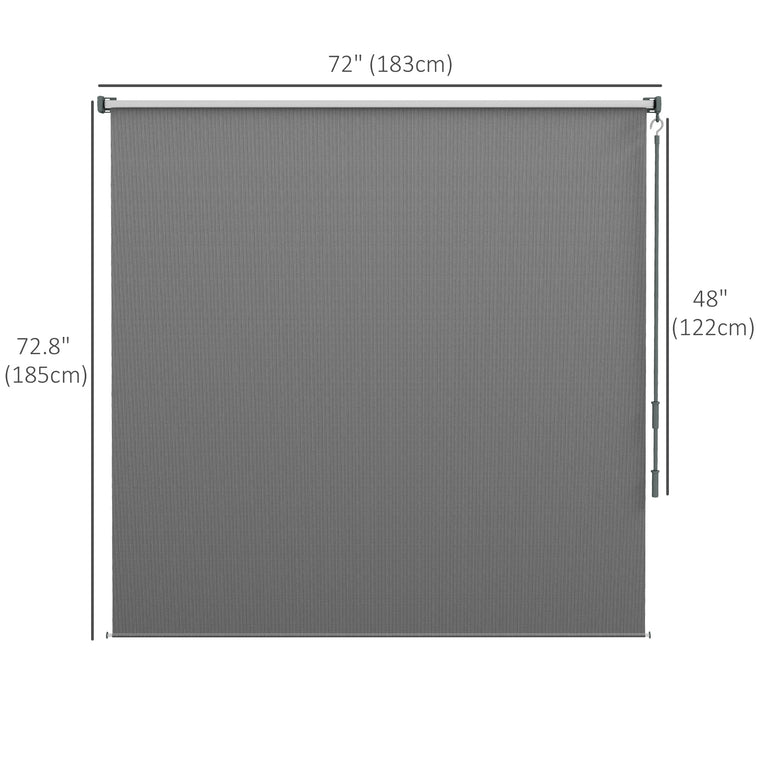 Light Grey Cordless Patio Door Blinds, Roll-Up Roller Shade