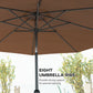 10' x 8' Round Market Umbrella, Patio Umbrella with Crank Handle and Tilt, Outdoor Parasol for Garden, Bench, Lawn, Coffee