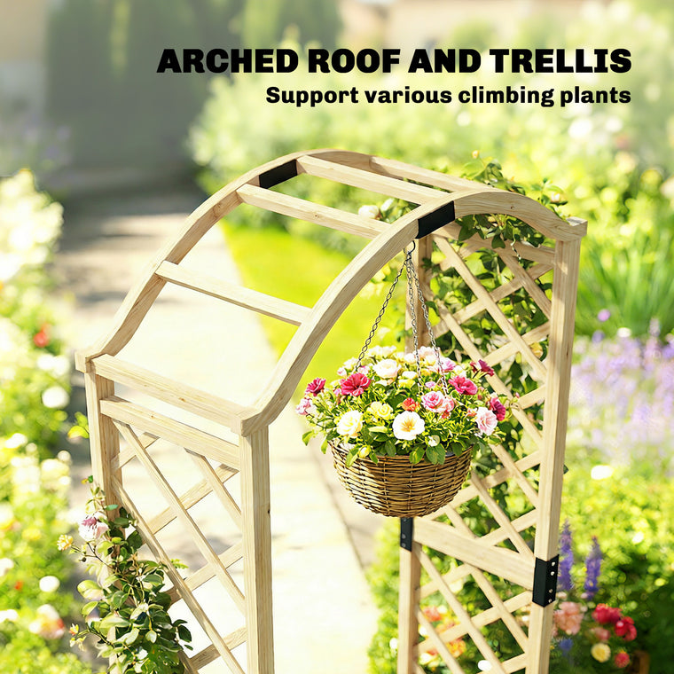 Wood Garden Arch with Planter Boxes