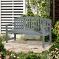 Wooden Bench, Outdoor Bench with Slatted Design, Backrest, Armrests for Garden, Park, Backyard, Grey