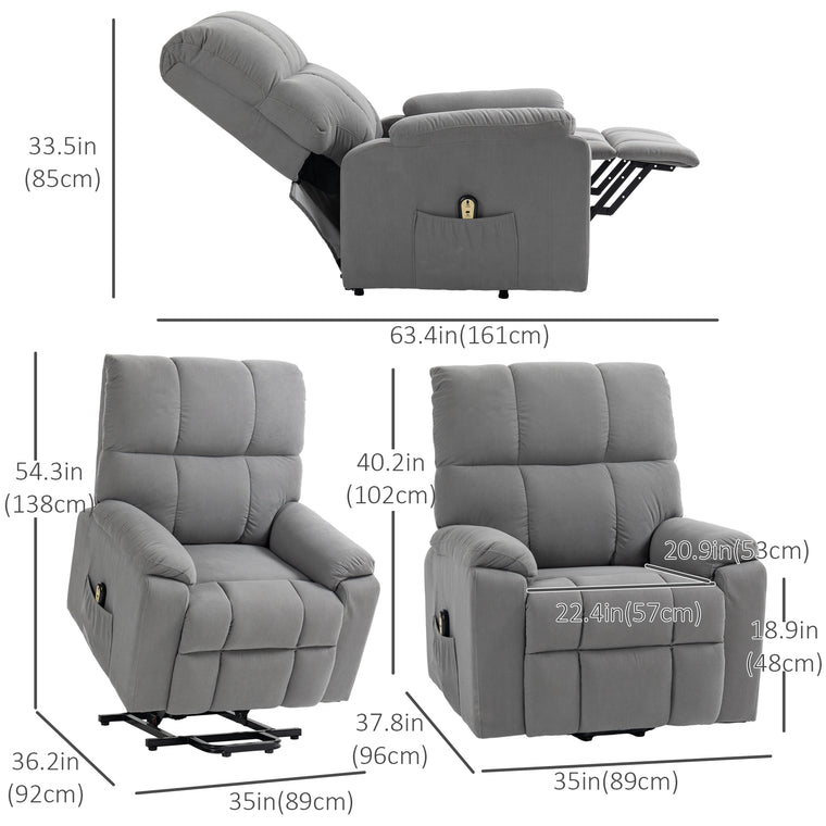 Microfiber Power Lift Recliner with Remote - Grey