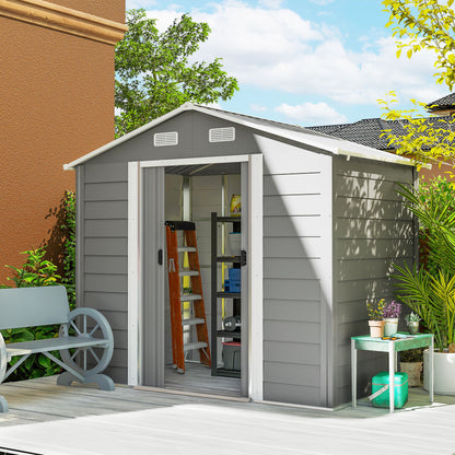 7.7' x 6.5' Metal Garden Shed with Ventilation