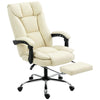 Executive Leather Office Chair with Footrest - Beige