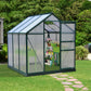 6.2' x 6.3' x 6.6' Clear Polycarbonate Greenhouse, Large Walk-In Green House Garden, Plants Grow, Galvanized Sheet Frame w/ Slide Door