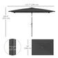 6.6x9.6ft Rectangle Aluminum Tilt Patio Umbrella, Garden Market Parasol, Outdoor Sunshade Canopy with Crank, Dark Grey