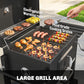 BBQ Trolley Charcoal Grill Portable Stainless Steel Barbecue Tool Kits w/ Wheels Side Shelf for Camping Hiking Picnic