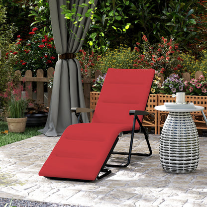 Foldable Lounge Chair, Reclining Patio Sun Lounger with 6-Position Adjustable Back, Black - Walnut