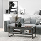 2-Tier Coffee Table with Storage Shelf, Cocktail Table with Marble Textured Table Top, for Living Room Bedroom Dorm, Black