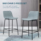 Bar Stools Set of 2, Upholstered Counter Height Bar Chairs, Kitchen Stools with Steel Legs