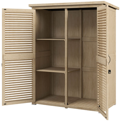 Natural Wooden Garden Shed with Asphalt Roof & Shelves