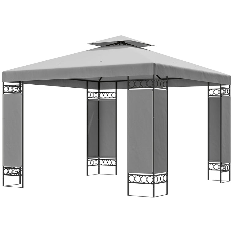 10' x 10' Light Grey Canopy Gazebo with Screen Panels