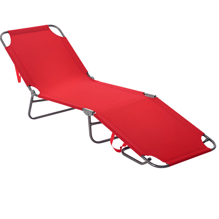 Red Folding Beach Lounger with Mesh Fabric