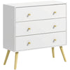 3-Drawer Dresser with Wood Legs - White