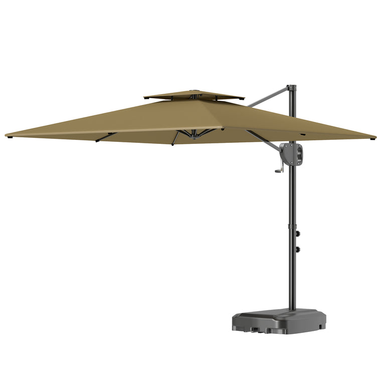 8' x 9' Khaki Square Cantilever Umbrella with Double Top