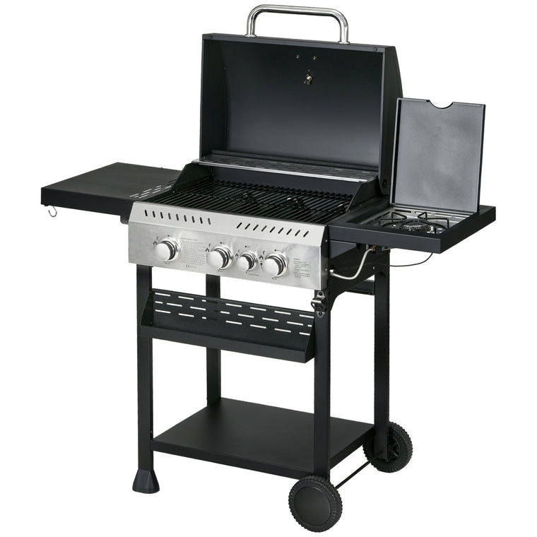 Black 3-Burner Propane Gas Grill with Warming Rack