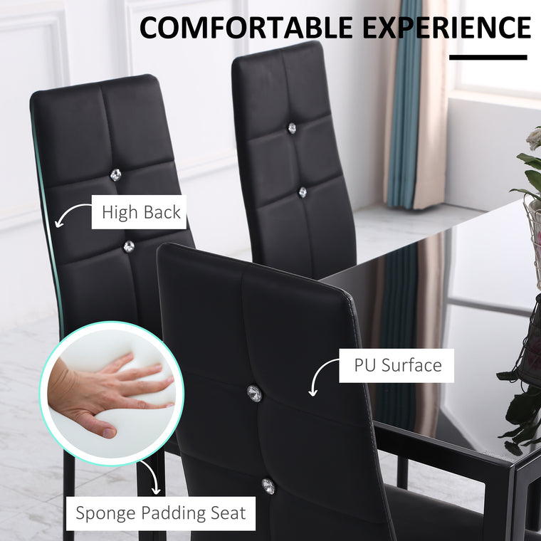 Set of 4 Tufted High-Back Dining Chairs