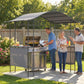 8' x 5' Grill Gazebo Canopy, Outdoor BBQ Shelter with 2 Side Shelves, Dark Grey