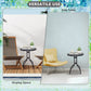 24" Patio Table Round Tempered Glass Top Outdoor Dining Steel Frame Backyard