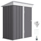Outdoor Storage Shed, Steel Lean-to Shed with Adjustable Shelf, Lock, Gloves, 5'x3'x6', Grey