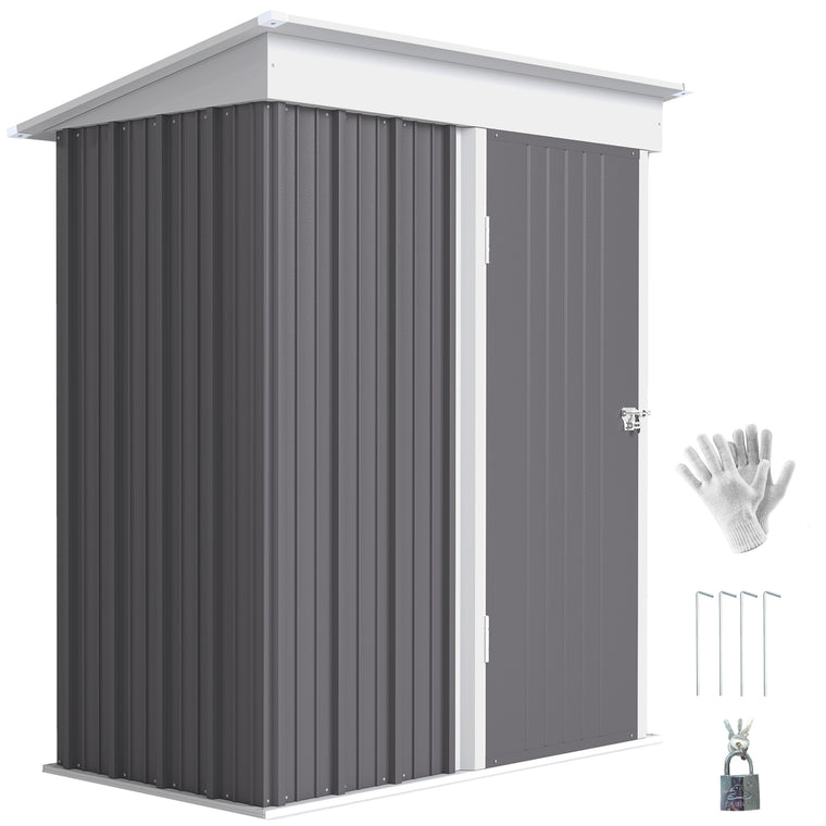 5' x 3' x 6' Steel Lean-To Storage Shed with Shelves and Lock