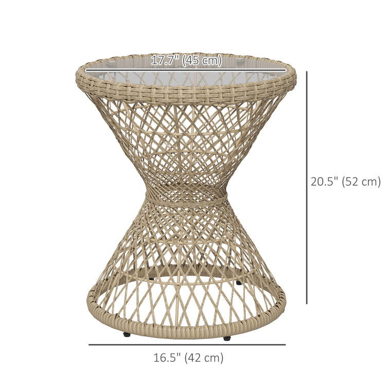 18" Wicker Drum-Style Coffee Table with Glass Top