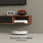 47" Floating TV Stand for TVs up to 50 Inch, Wall Mounted Media Console with Flip Drawer and 2 Open Shelves, Walnut