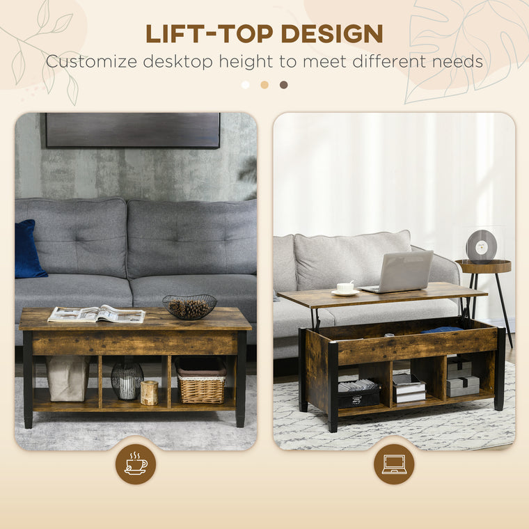 41" Lift Top Coffee Table with Hidden Storage
