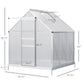 6' x 6' x 6.5' Polycarbonate Greenhouse, Walk-in Green House with Adjustable Roof Vent, Galvanized Base, Sliding Door and Rain Gutter for Outdoor, Garden, Backyard, Clear