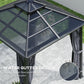 10' x 10' Hardtop Gazebo with 7mm Polycarbonate Double-Tier Roof, Outdoor Gazebo with Netting and Curtains, Dark Grey