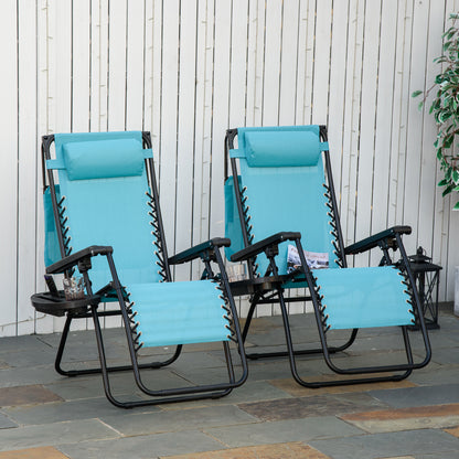 Sky Blue Zero Gravity Lounge Chair with Canopy Shade